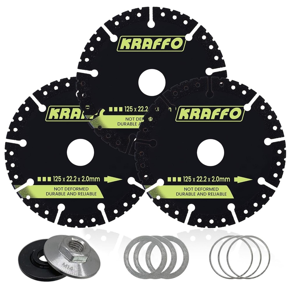 Diamond Cutting Disc 3-Pack with M14 Lock Nut Ultra Thin Cutting Wheel