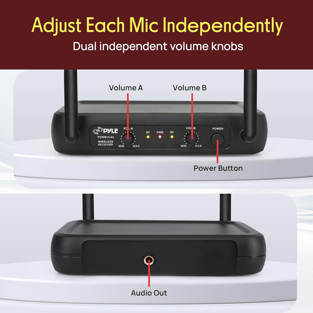 Dual Channel Wireless Microphone System - VHF Fixed Dual Frequency Wireless Mic