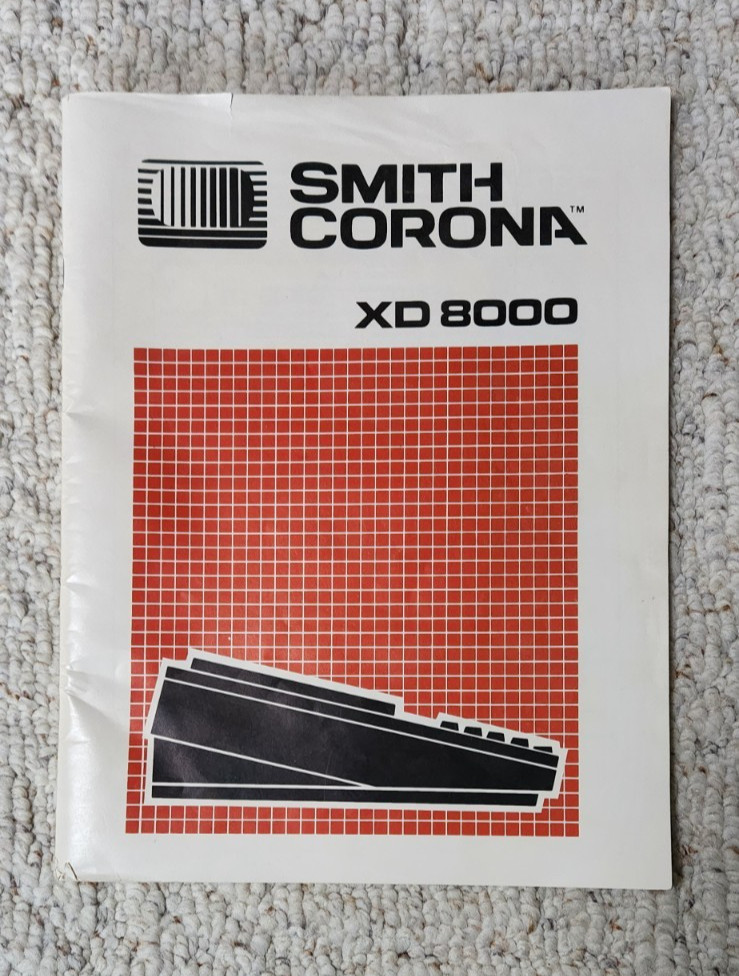 Smith Corona 1986 Word Processing Typewriter Owner's Manual XD8000