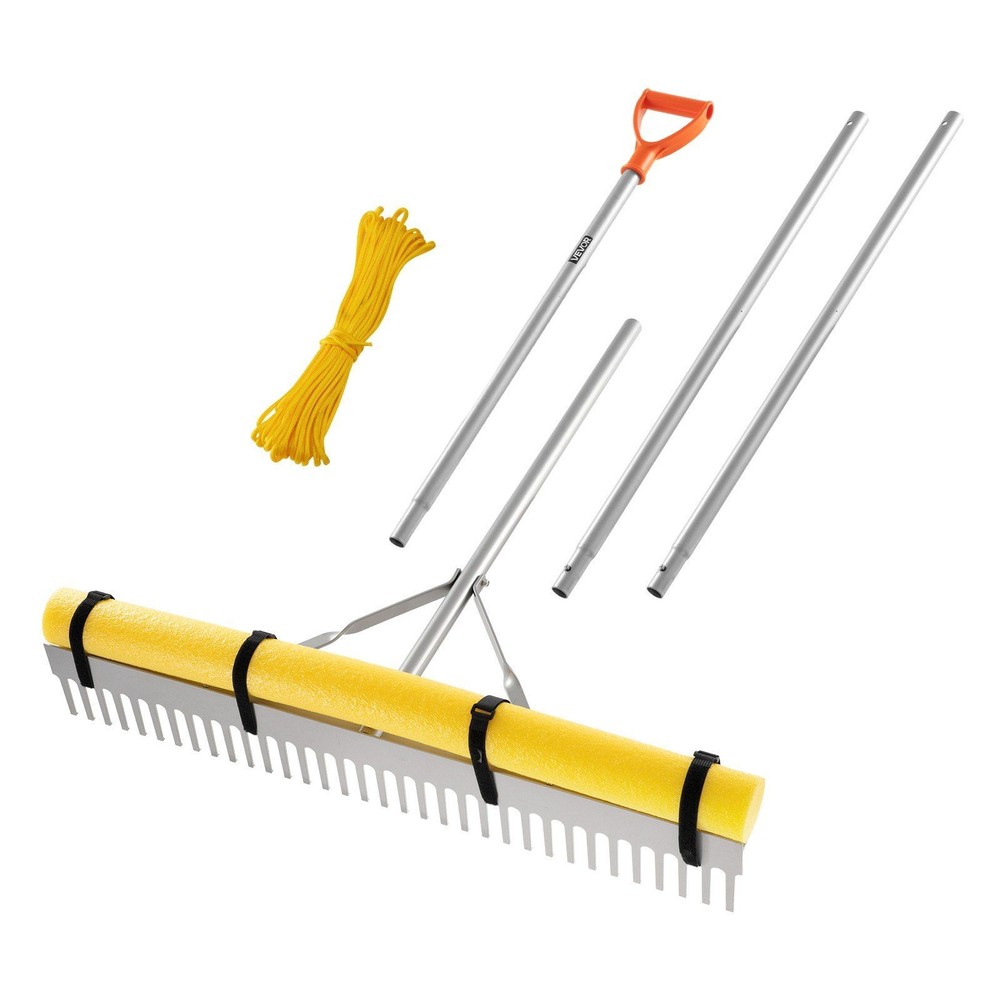 telescoping 102in aluminum rake 36in collection width secure fastener
