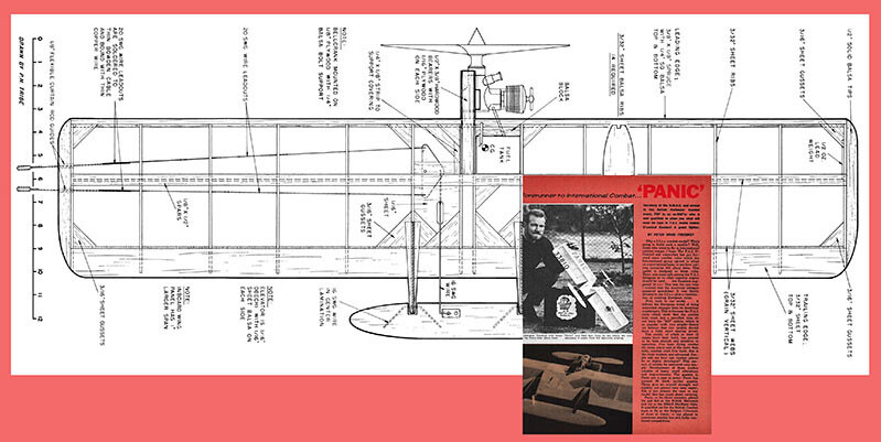 Model Airplane Plans (UC): PANIC 34" FAI Combat for 2.5cc (.15ci) Engine