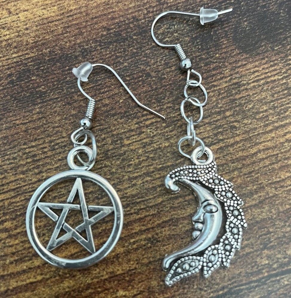 Moon & Pentacle Earring Set