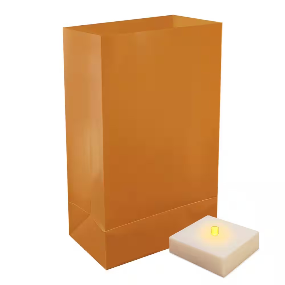 Battery Operated Luminaria Kit with Timer- Tan (6 Count)