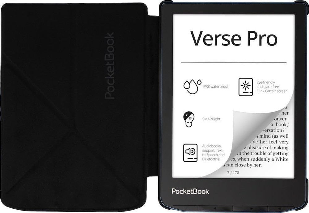 PocketBook Verse PRO 6" E-Ink HD eReader + Case bundle, Waterproof, Audio, Azure