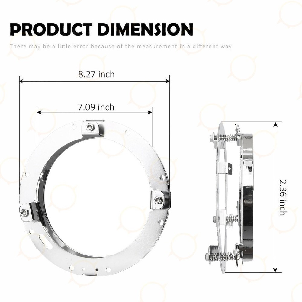 7" Inch LED Headlight Mounting Ring Bracket For Harley Motorcycle Trim Holder