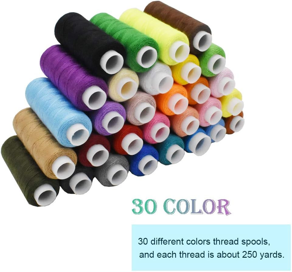 Sewing Threads Kits Polyester 30 Spool 250 Yards per Spools for Hand Machine ...