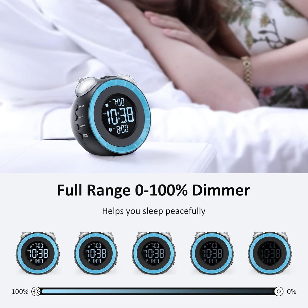 USB Alarm Clock with Bed Shaker - Customizable Brightness & Snooze Function