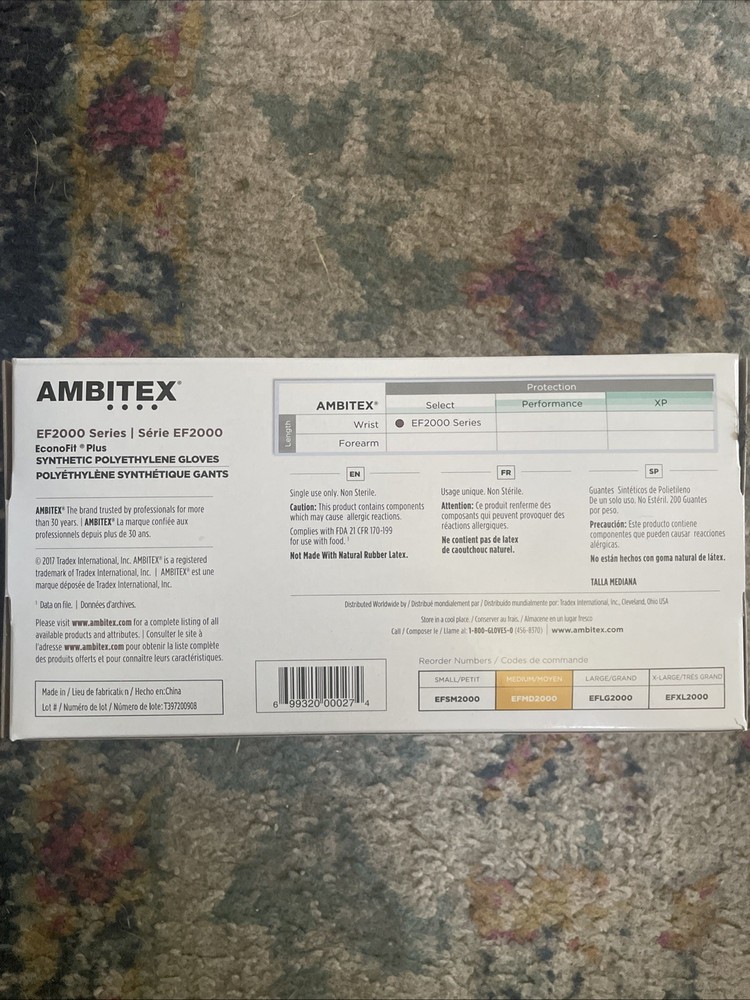 Ambitex Econofit Plus EF2000 Series Synthetic Polyethylene Gloves 200 pcs Medium
