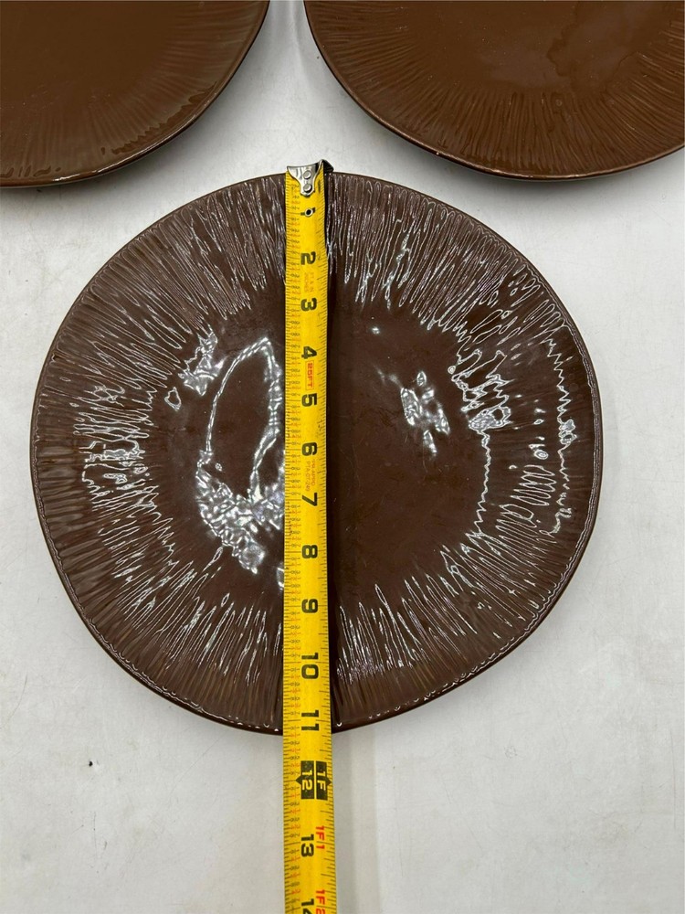 3) PIER 1 TONALLY MOD DINNER PLATES BROWN