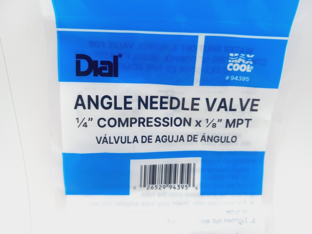 New- Dial- Max Cool- Angle Needle Valve- 1/4" Compression x 1/8" MPT- 94395