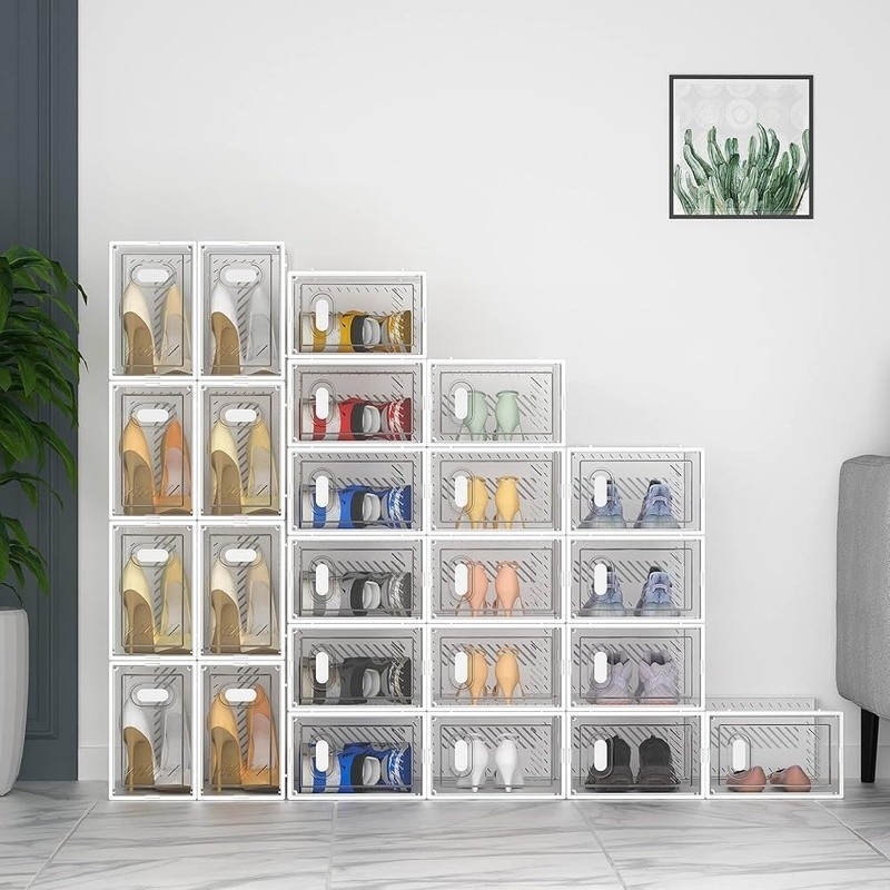 Stackable Shoe Storage Box Magnetic Door Ventilation Aromatherapy Organizer New