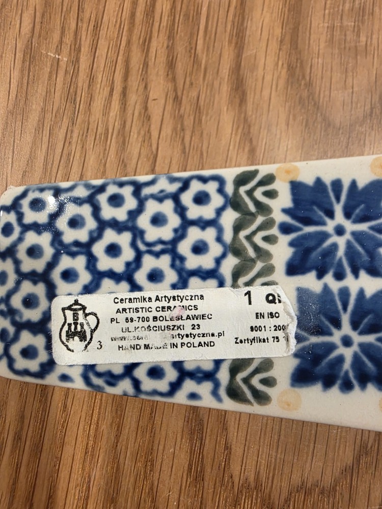 Polish pottery Cake Pie Server Unikat Poland Hand Painted