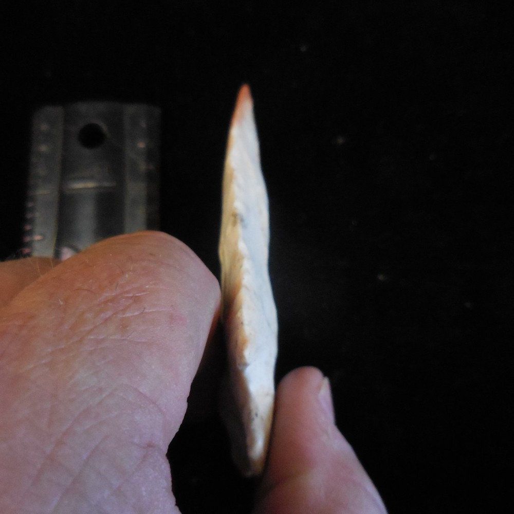 LARGE KIRK CORNER NOTCHED POINT--CLASSIC FORM AND FLAKING--#JE