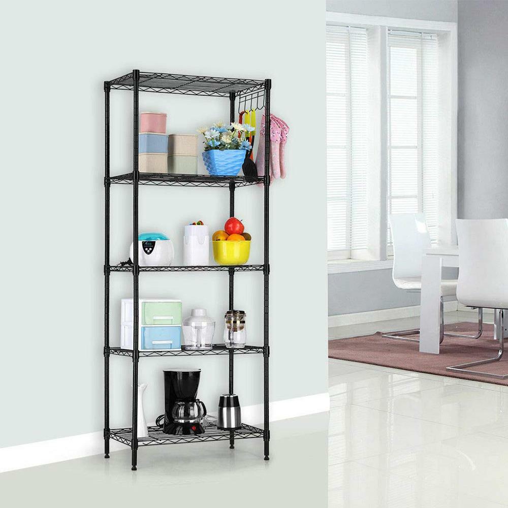 5-Tier Wire Shelves Unit Adjustable Metal Shelf Rack Kitchen Storage Organizer
