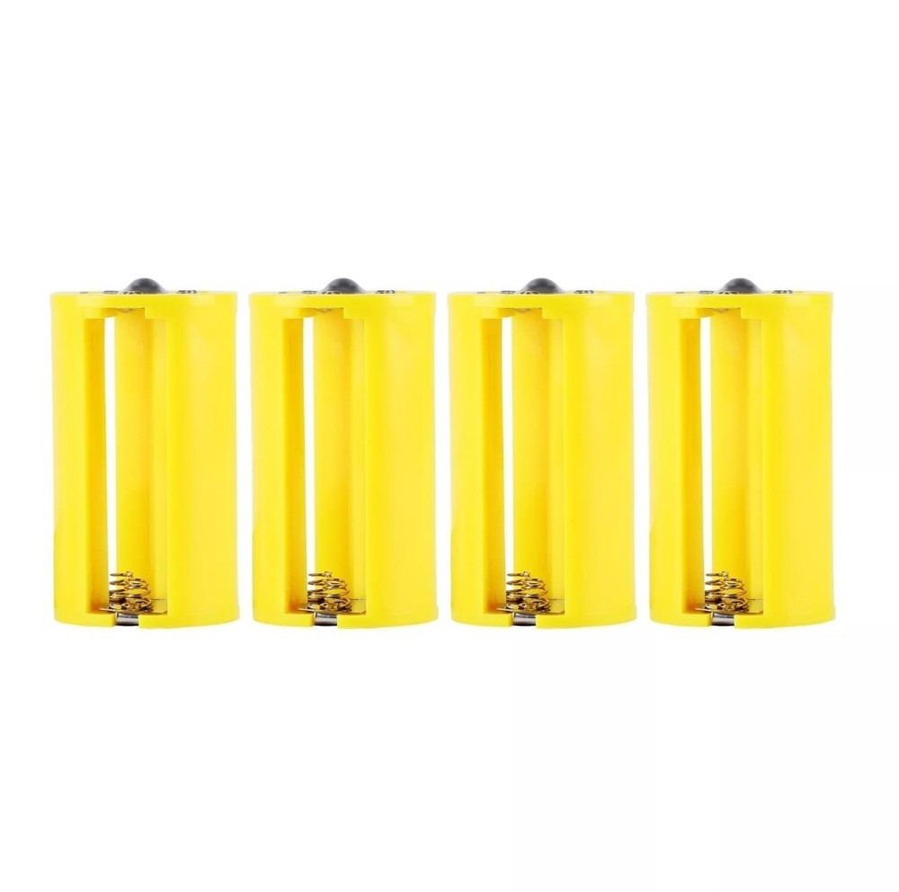 AA to Size D Battery Adapters Converter Cases Plastic Parallel Yellow 8 Pcs