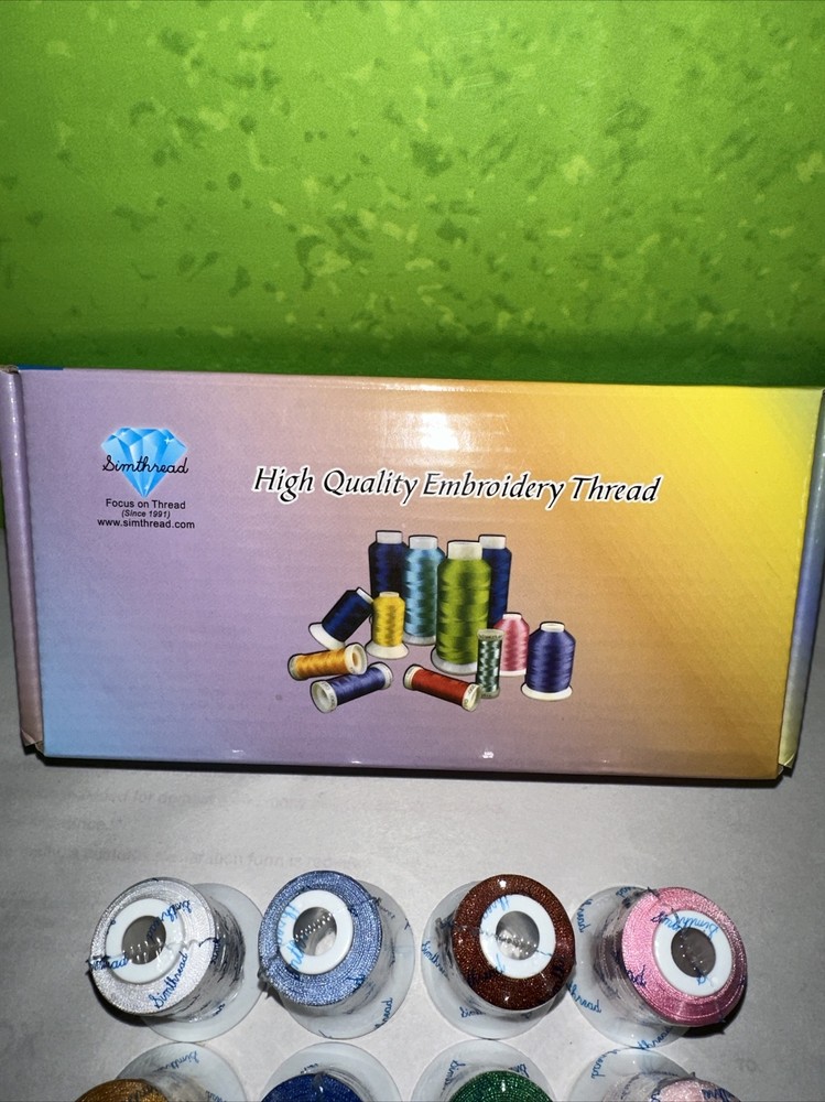 Simthread Embroidery Thread 12 Basic Colors Set 550 Yards 100% Polyester