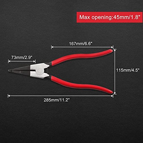 11-Inch Lock Ring Pliers - Flat Snap Ring Pliers with Angle Tip and Reverse 11"