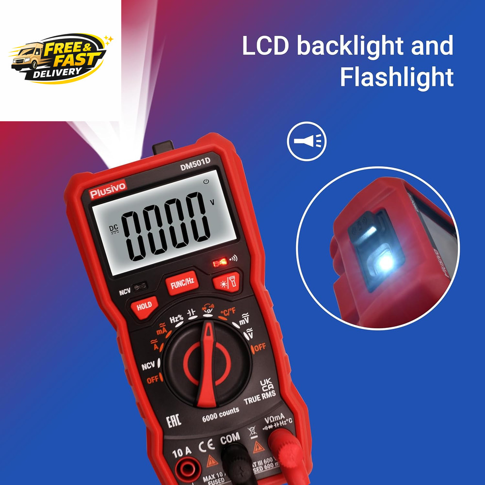 Multimeter 6000 Counts Digital Multimeter Auto Ranging TRMS AC DC Voltmeter