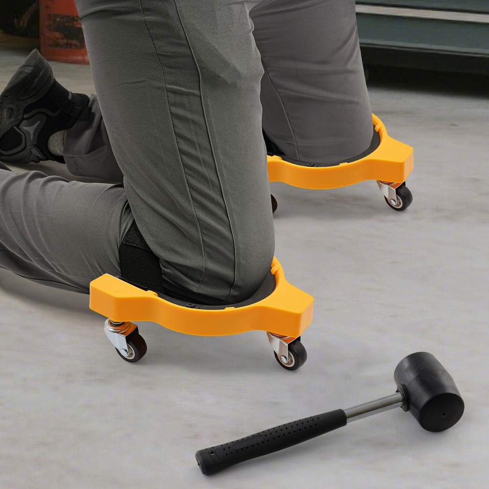 Rolling Knee Pads with 3 Wheels, Flexible Sliding Knee Pads w/Adjustable Straps