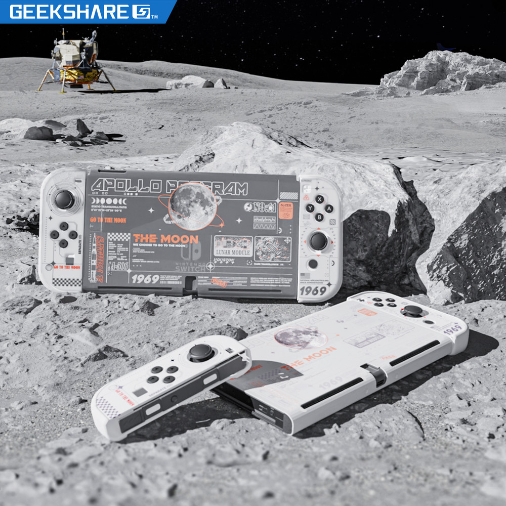 GeekShare Protective Case for Nintendo Switch OLED Hard Shell moon landing