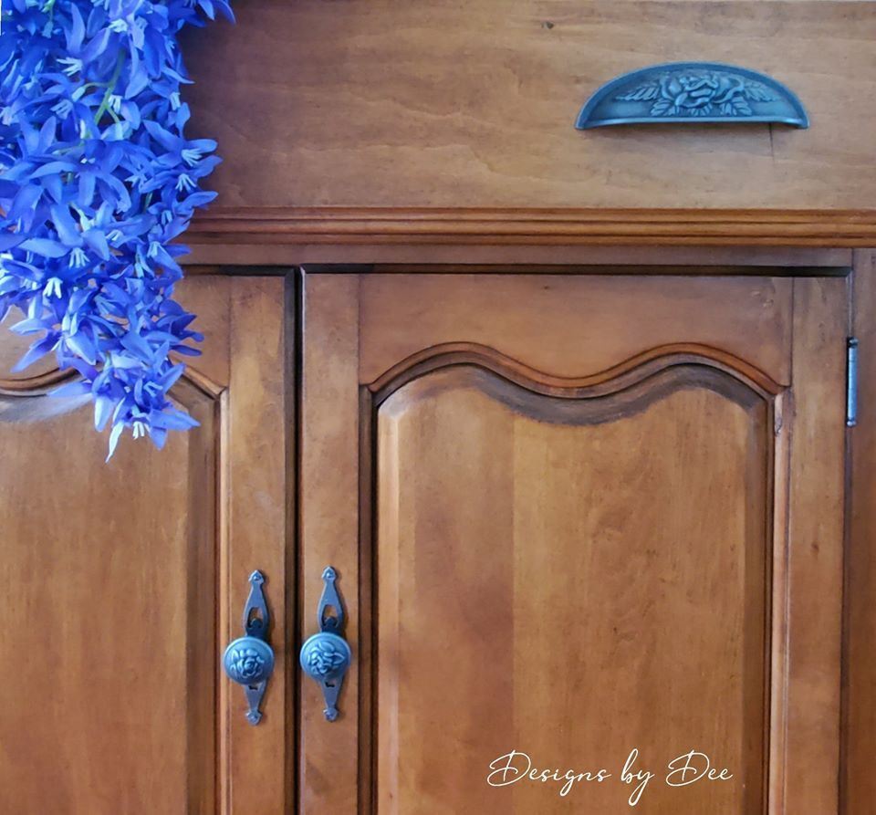 3-3/4" Old Rose Pattern Cup Pull Antique Pewter