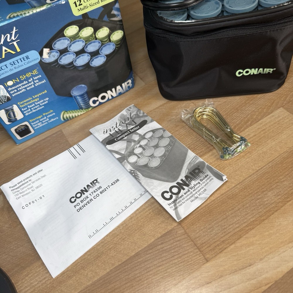 NEW Conair Instant Heat Compact Styling Setter HS28R Ceramic 12 Rollers w/ Clips