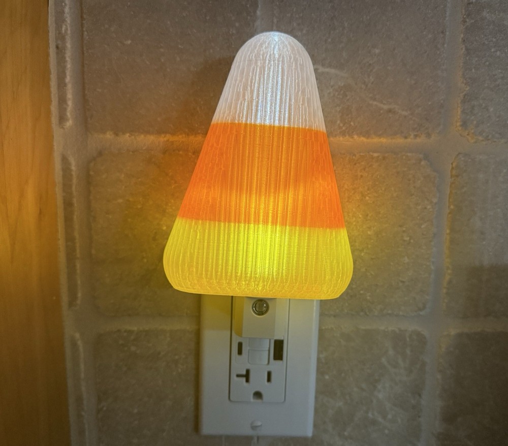 Halloween Candy Corn Nightlight - Spooky LED Plug-In Decor - Unique 3D Printed