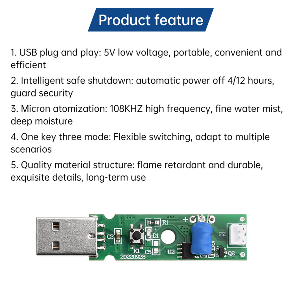 USB DC 5V Ultrasonic Mist Maker Atomizing Module Humidifier DIY Kits 108KHZ