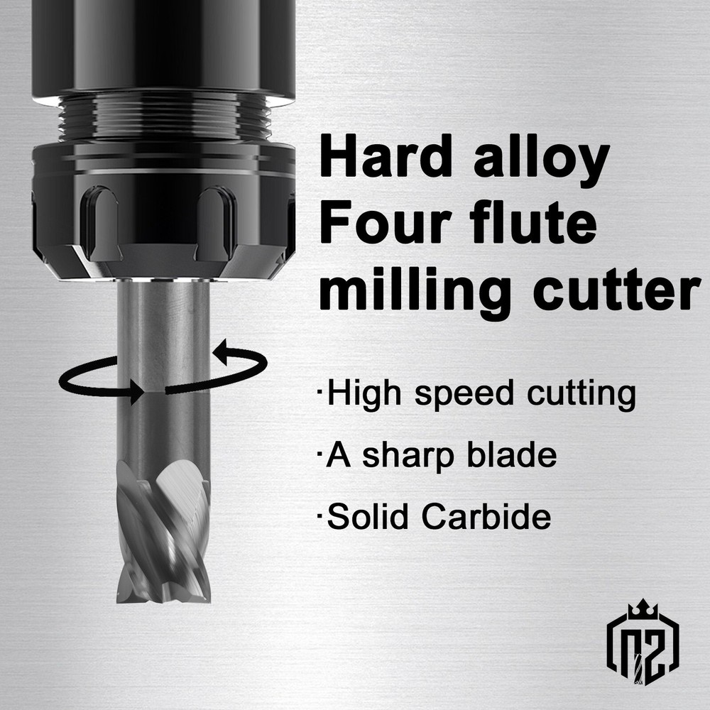 2PCS 4 Flute 1/2" x 5/8" x 3" Solid Carbide End Mill - Double End - AlTiN Coated
