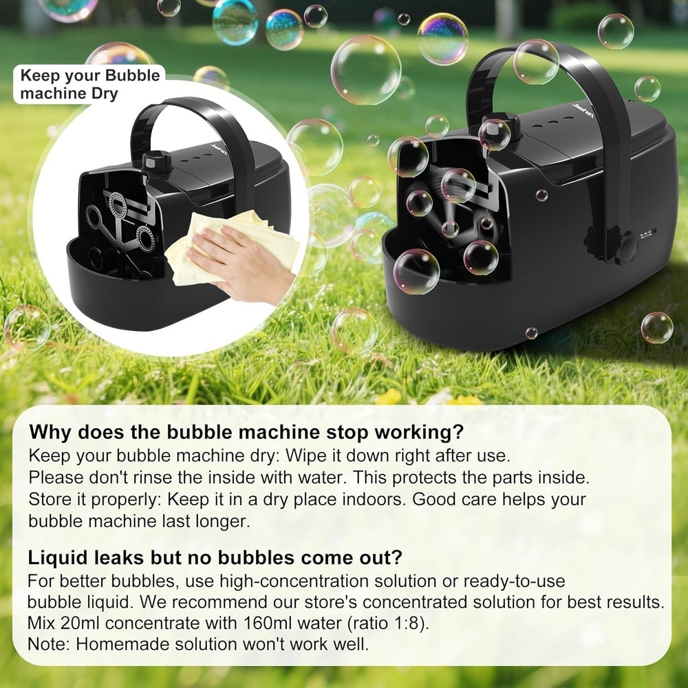 Bubble Machine Durable Automatic Bubble Blower, 18000+ Big Bubbles Per Minute...