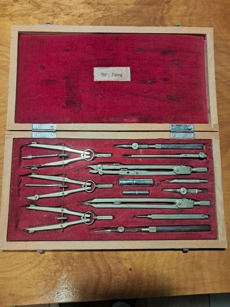 Vintage German Geometry/Drafting Drawing Set.