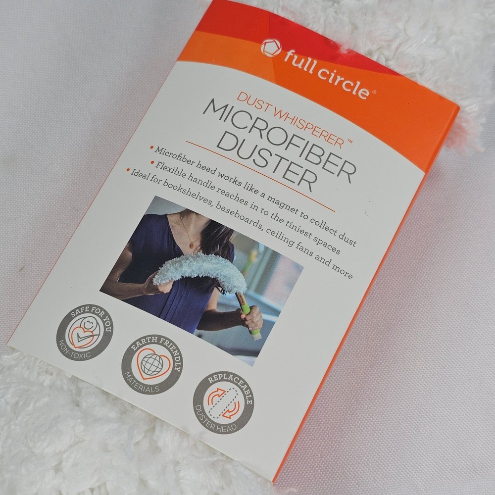 New Full Circle Dust Whisperer Microfiber Duster Bendable Handle Washable Head