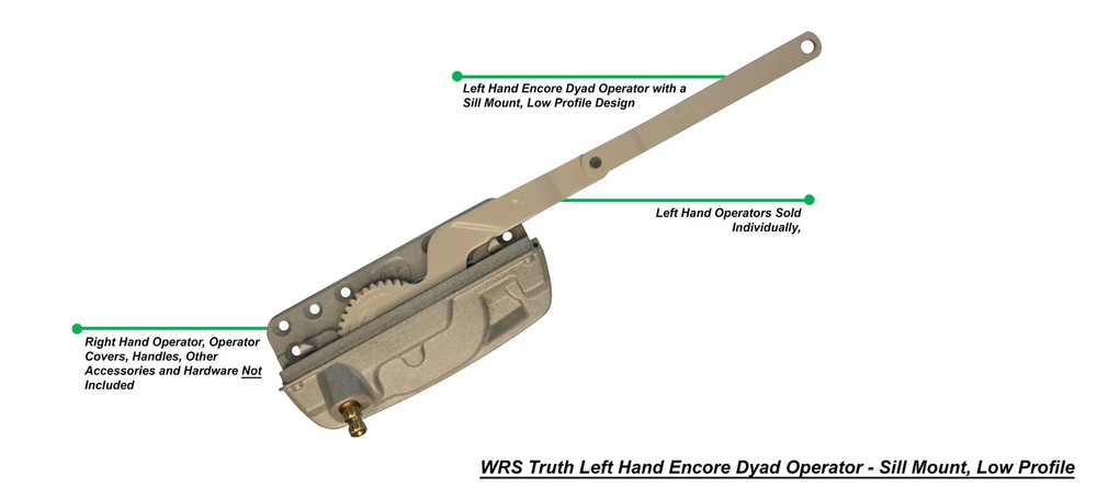 WRS Truth Left Hand Encore Dyad Operator - Sill Mount, Low Profile