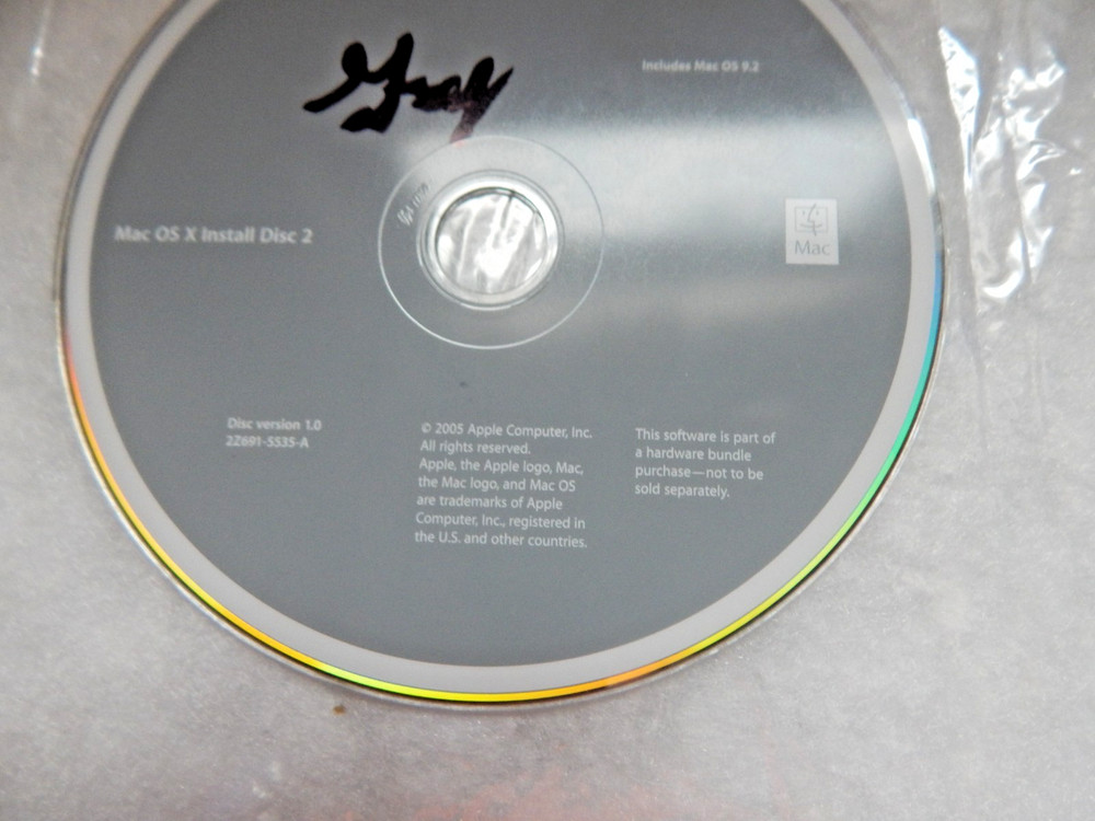 Apple Mac 2005 OS X Install Disc 2 Disc Version 1.0 2Z691-5535-A