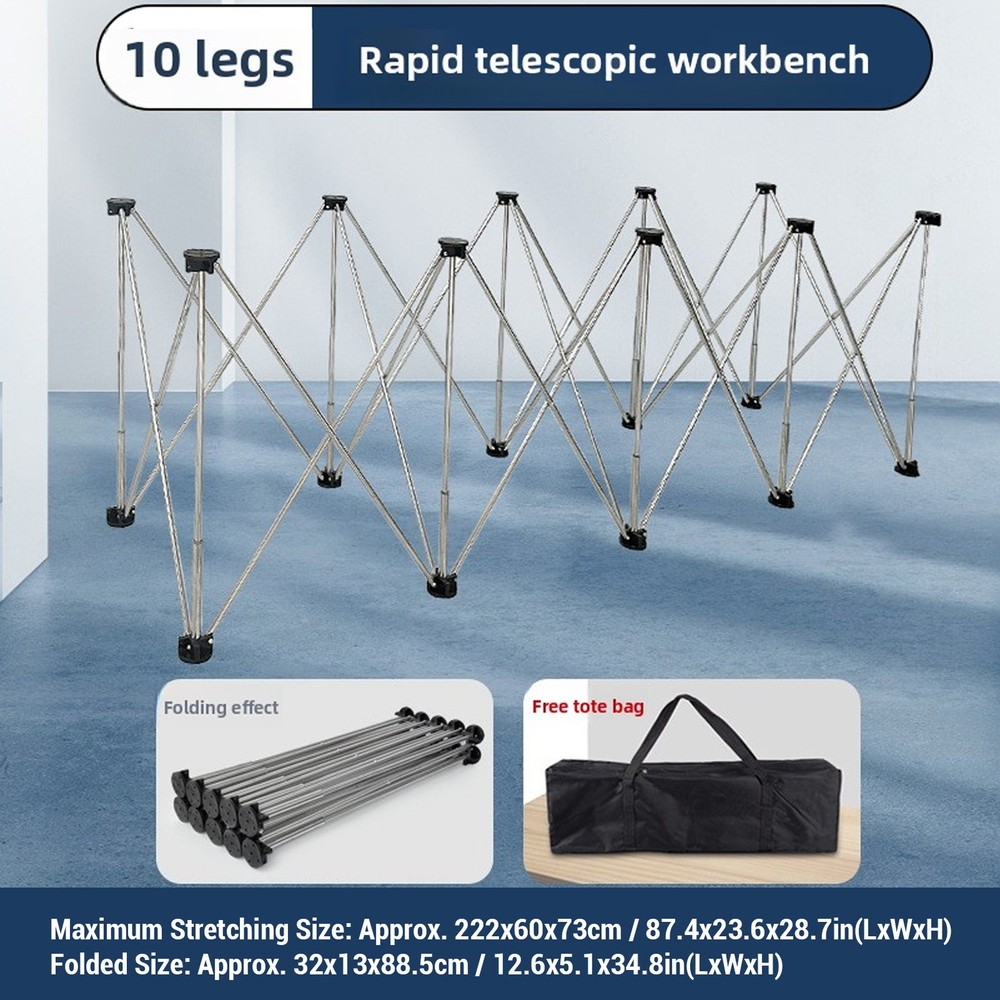 Portable Folding Workbench 10 Legs 1000kg Load For Woodworking Construction