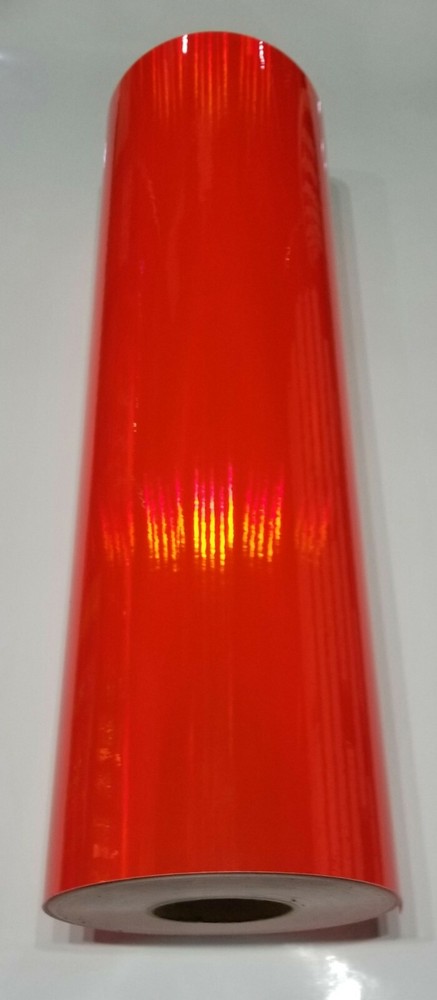 Fluorescent Red Rainbow Oil Slick Vinyl 24" x 30 ft