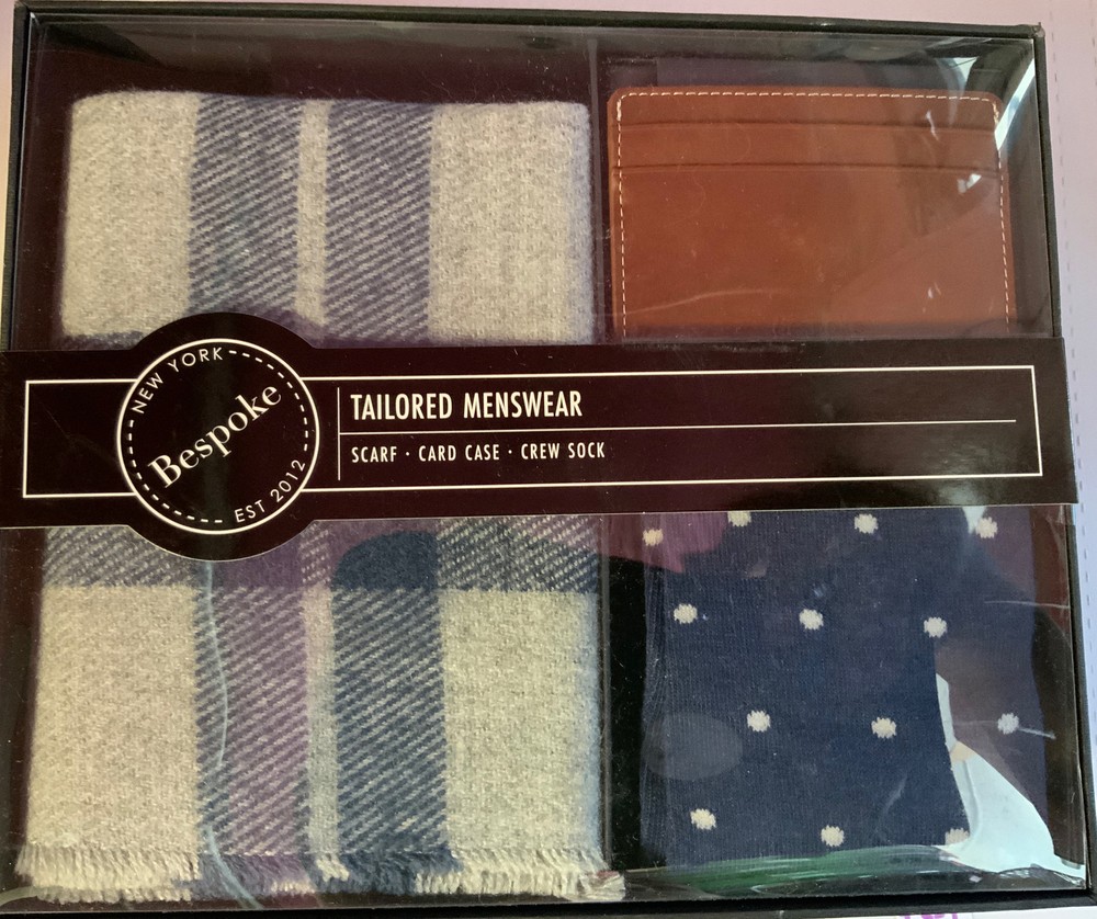 🦌 Bespoke Men's Dapper Box - Scarf Card Case Crew Socks,🆕