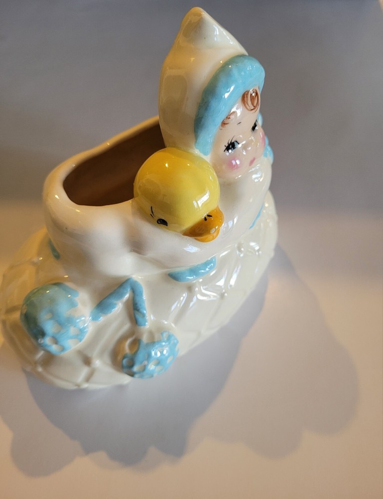 Vintage Baby And Duck Kitsch Boot Planter