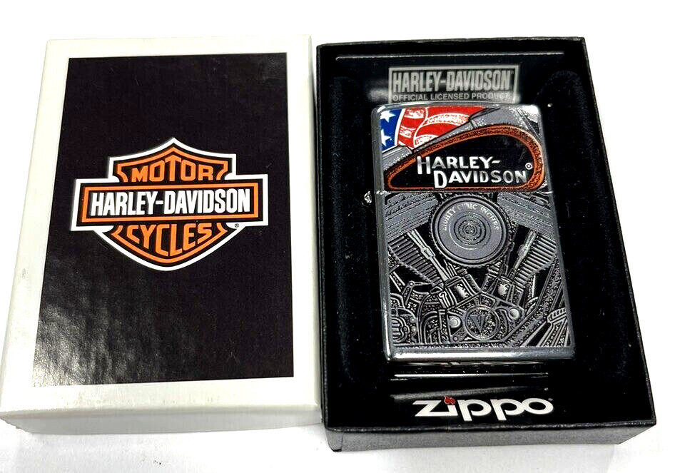 Rare 2011 Polished Chrome Harley Davidson Motorcycle Engine Zippo Lighter