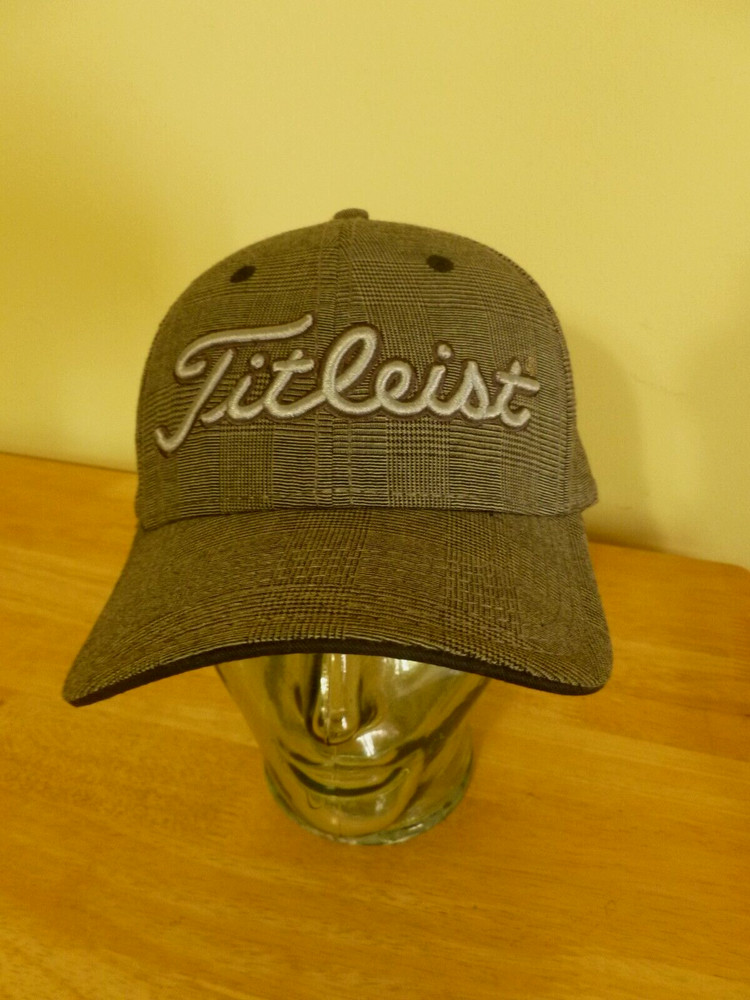 Titleist Grey Plaid Adjustable Golf baseball hat cap Strap Embroidered