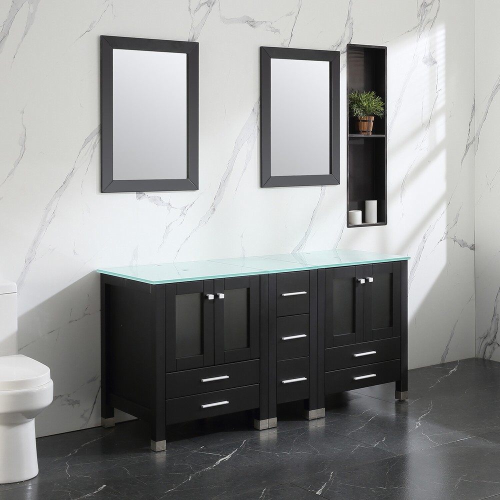Bathroom Vanities 60" Double Cabinets Combo w/Mirror