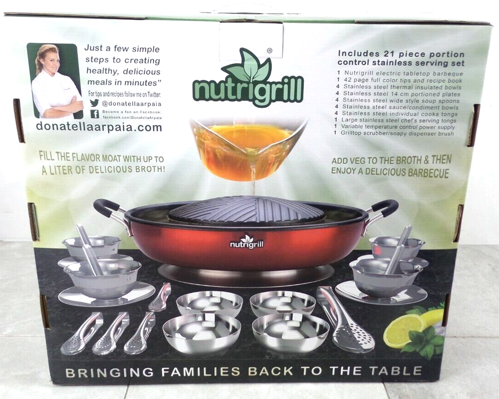 $159.00 NUTRIGRILL BBQR01 - 1200W ELECTRIC TABLETOP BBQ COMPLETE SET