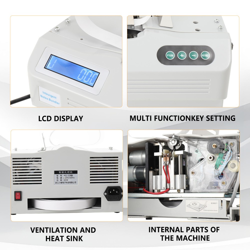 Automatic Small Banknote Binding Machine Strapping Bundling Money Packer 110V