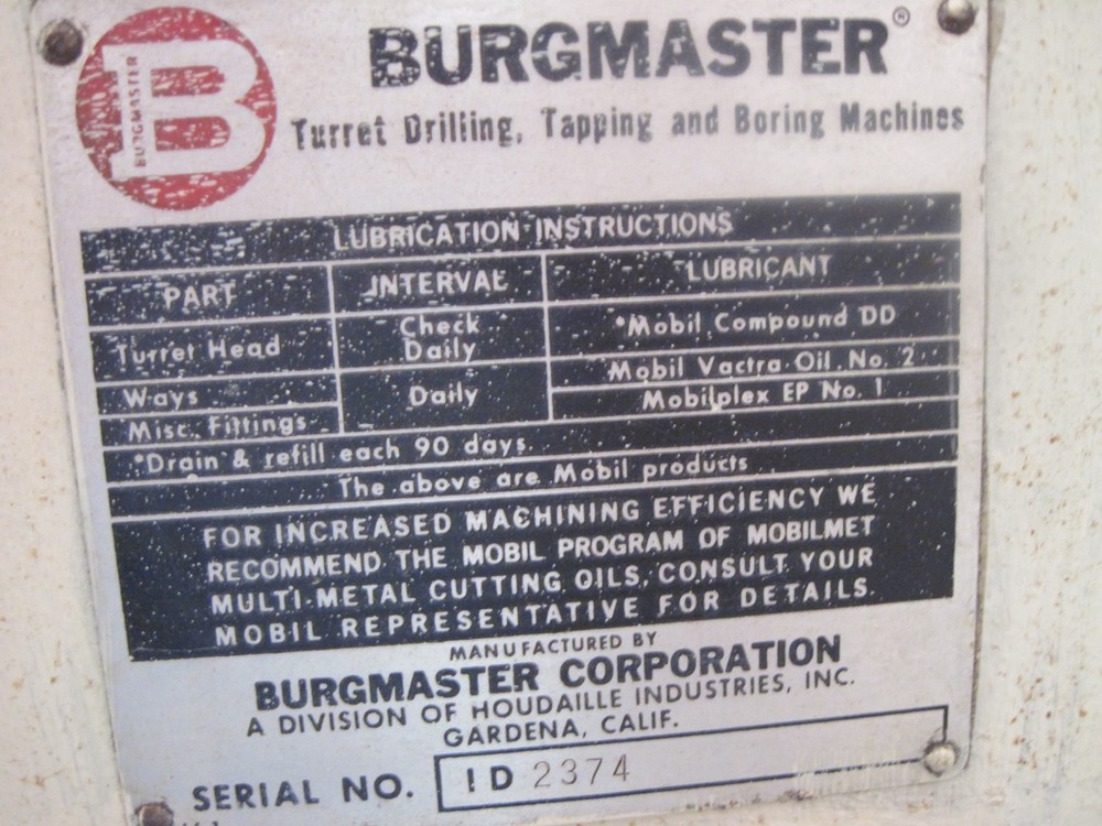 BURGMASTER 6 SPINDLE 1D DRILLING & TAPPING TURRET DRILL MACHINE