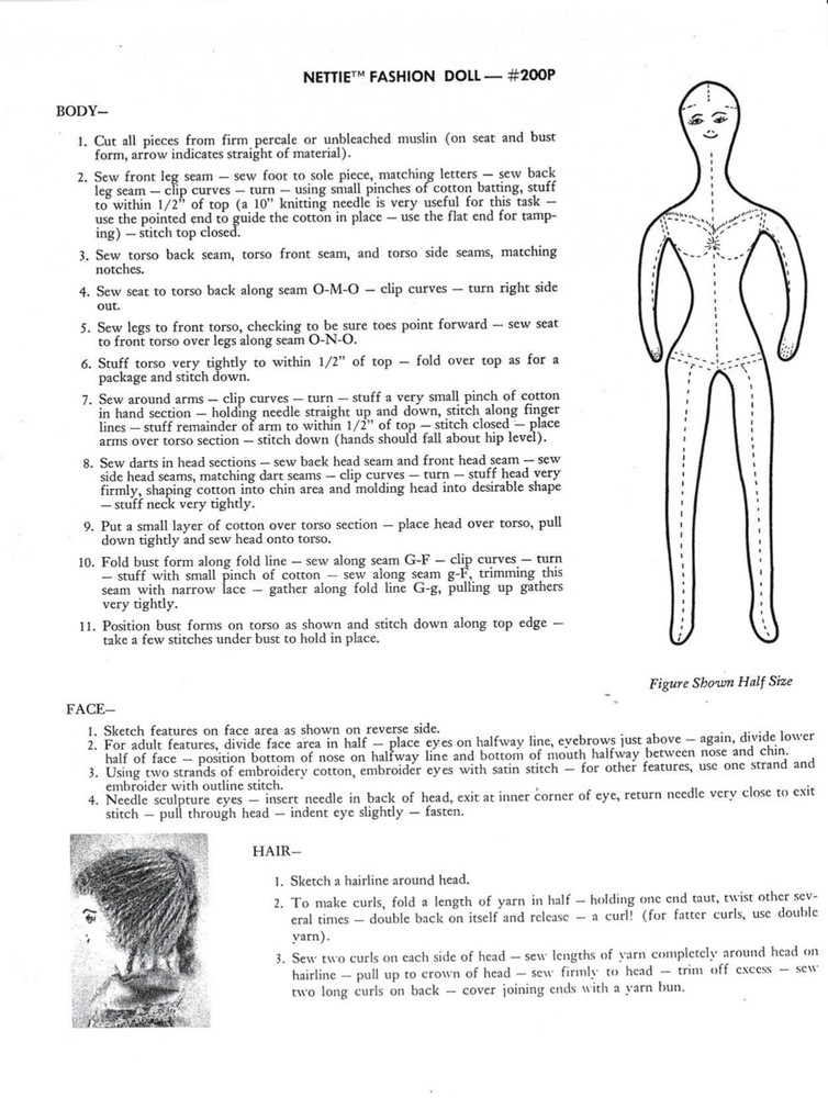 Nettie Spring Medley Romantic 1830's Patterns and Cloth Doll sewing Pattern