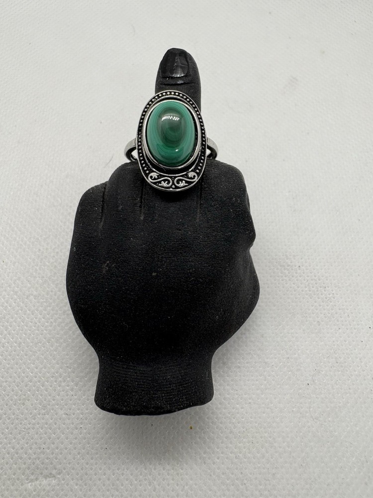 Malachite Adjustable Alloy Ring