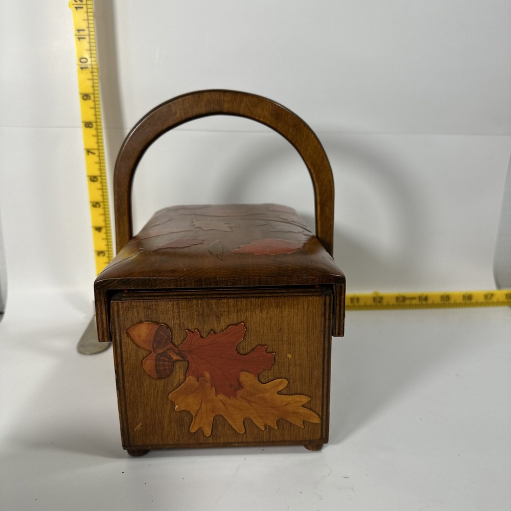 Box, Wood, Maple Leaf Laid, Storage, Sewing, Coffee Table Storage