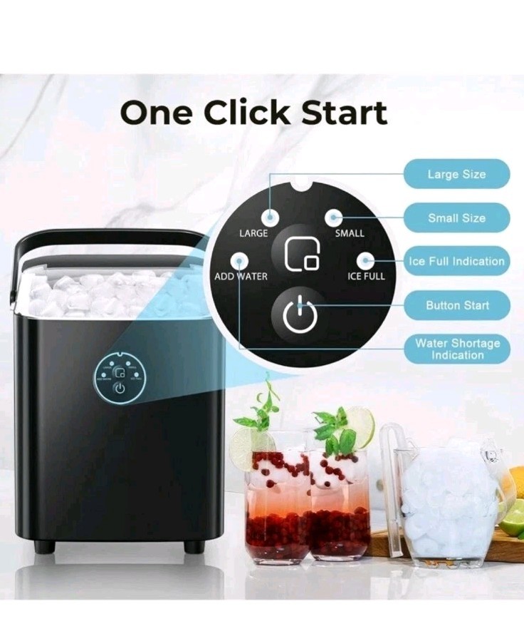Countertop Ice Maker with Handle, 9 Bullet Ice Ready in 6 Mins, Self-Cleaning