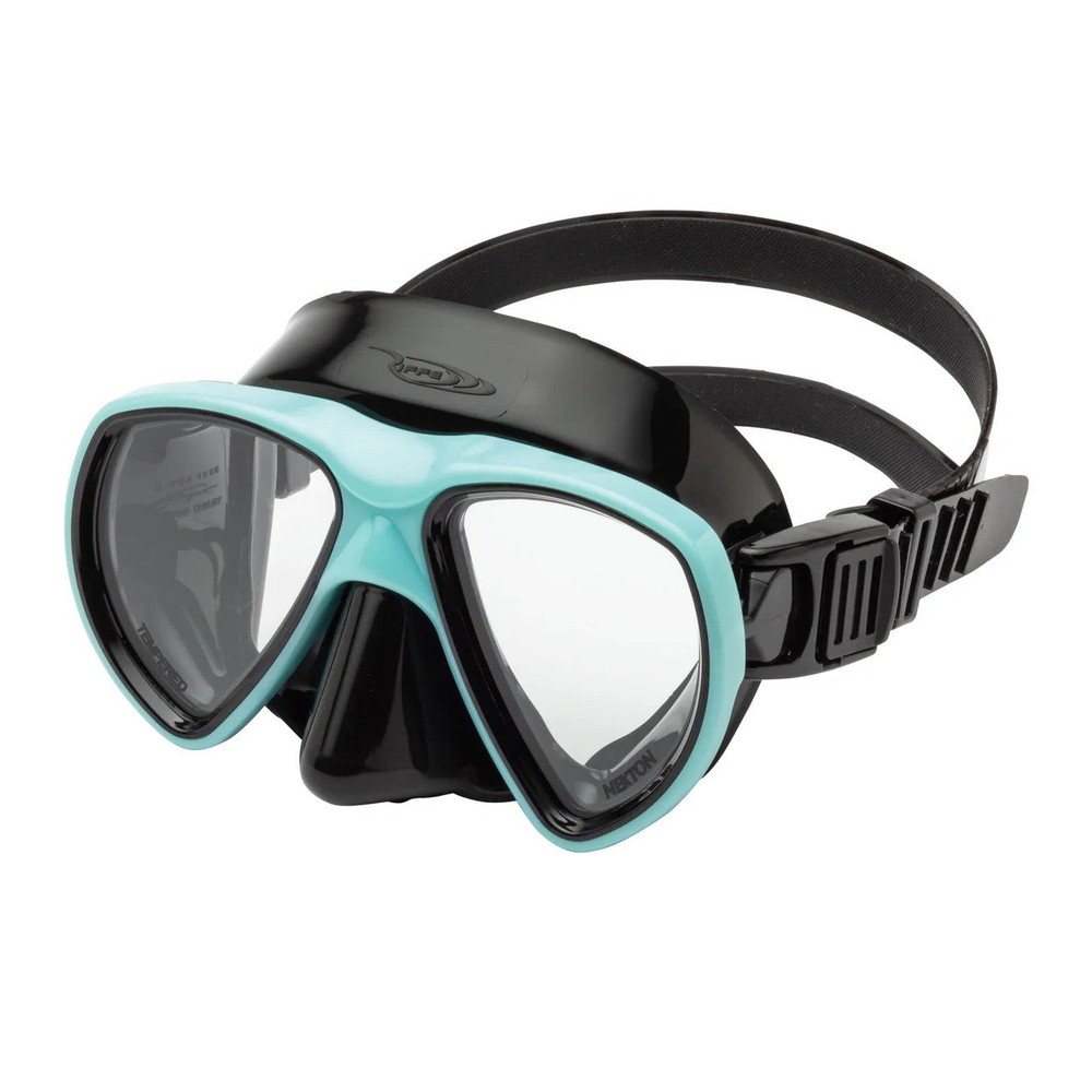 Open Box Riffe Nekton Scuba Dive Mask - Black Silicone/White Frame