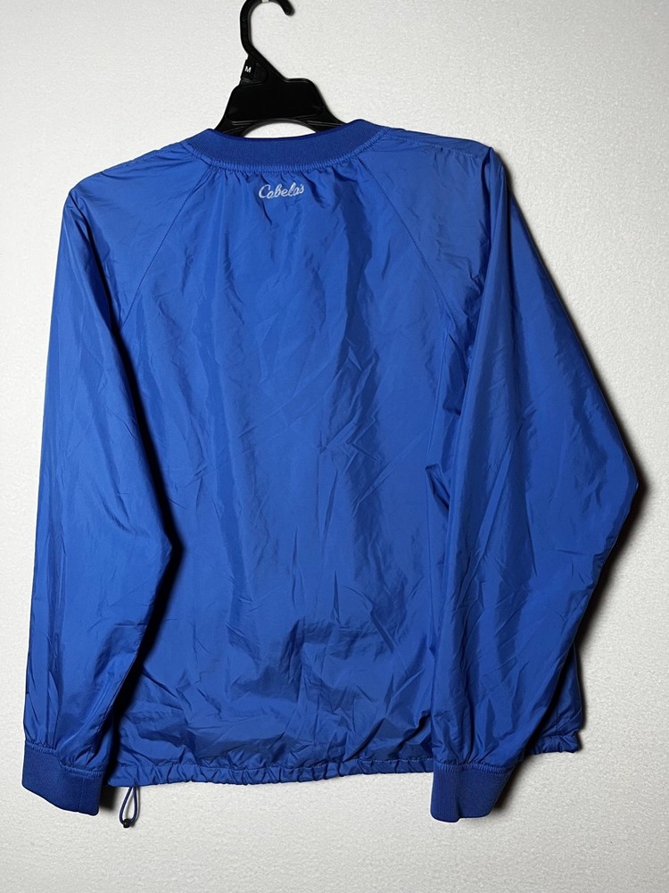 Cabelas Men Jacket MEDIUMBlue Pullover Windbreaker Outdoor Zip Pockets Mesh Line